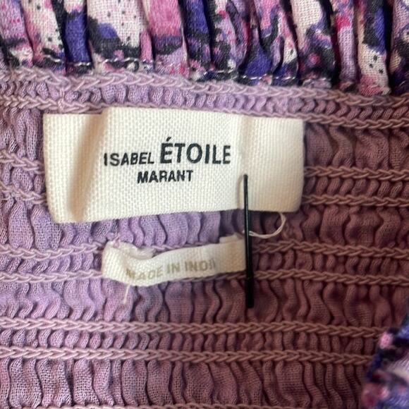 Isabel Marant Purple Floral Smocked Skirt Size 6 Retails $350 - Picture 6 of 6